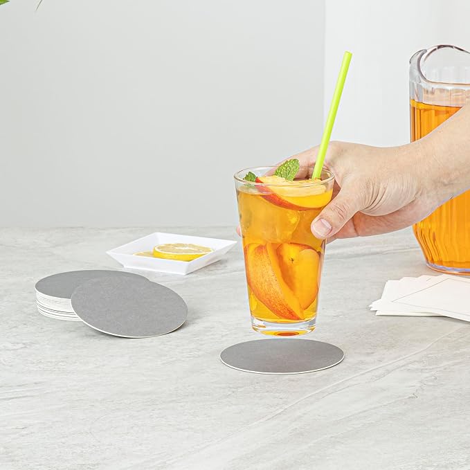 Restaurantware Paper Coasters 1000 Pack of 4 Inch Disposable Beverage Coasters Absorbent for Hot and Cold Drinks Gray Coffee Cup Essentials for Table Decor, Kitchen, Home Patio or Living Room