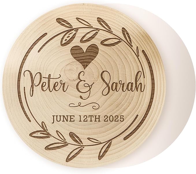 100 Pack Personalized Wedding Coasters, Custom Cardboard Coasters for Drinks with Photo Print and Text, Keepsake Wedding Favors and Gifts for Couples, 3.95" Round (Design 1)
