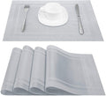 DACHUI Placemats Set of 8, Linen Look Woven Place Mats, Water Resistant, Heat Resistant, Washable, Durable Table Mats (Silver)