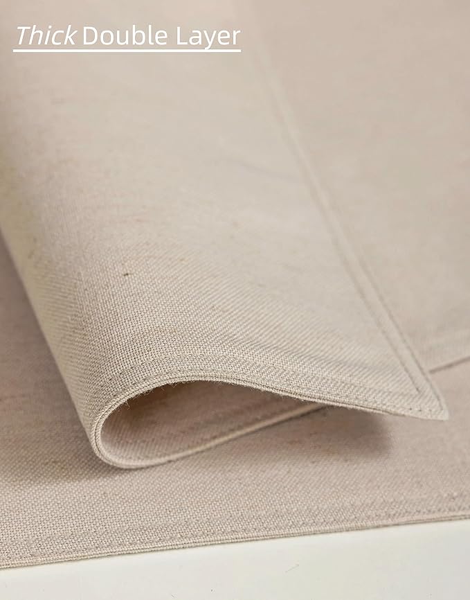 Fabric Linen Dining Table Mats Set of 8 Machine Washable Water Repellent Boho Cream Beige Plate Placemats Dining Room Table Decorations 12x18 Inch
