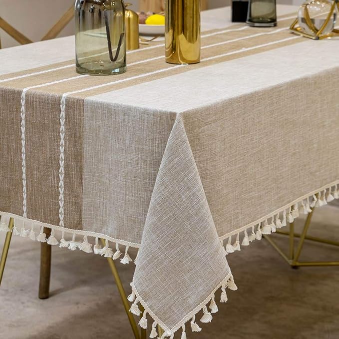Deep Dream Tablecloths, Waterproof Table Cloth, Linens Wrinkle Free Anti-Fading, Rustic Table Cover Decoration for Kitchen Dinning Party Christmas (Square,55''x55'',4 Seats, Light Coffee)