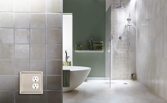 Henne Bery Sunken Pearls Heavy Duty Decorative Wall Plate Switch Plate Outlet Cover (Blank/Duplex, Satin Nickel)