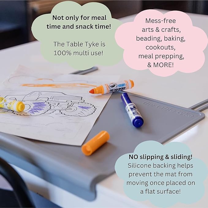 The Table Tyke Silicone Placemat with Table Edge Bumper for Baby Toddler Suction Cup Safety Mat (Sky Blue)