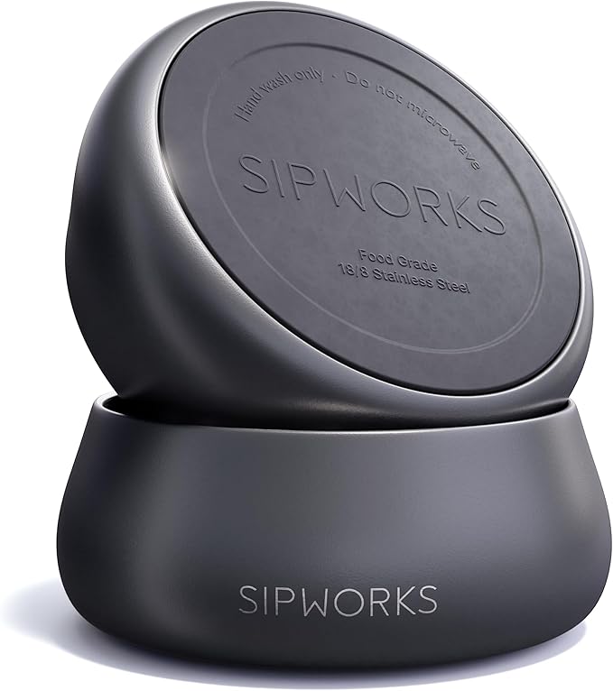 Sipworks Stainless Steel Dog Bowl – 32oz Weighted Metal Food and Water Bowls for Dogs and Cats with Non-Slip Base - Pet Bowls for All Breeds Sizes for Travel & Outdoor Play | Salmon