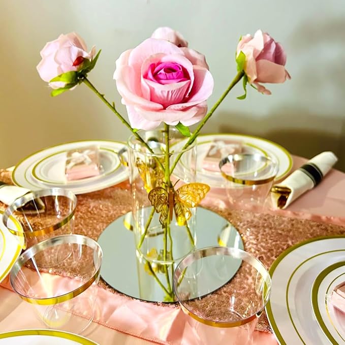 14Pack Round Mirror Plates for Centerpieces, 2mm, 10inch Circle Mirror Trays Plates Flat Circle for Tables Mirror Centerpiece, Round Mirror Tiles Candle Plate for Wedding Table Centerpieces