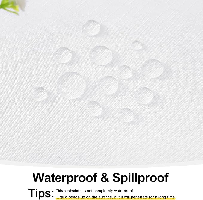Smiry Rectangle Table Cloth Linen Textured, Waterproof Spillproof Anti-Wrinkle Burlap Tablecloth, Washable Decorative Fabric Table Cover for Dining, Party, Banquet, 54 x 78 Inch, White