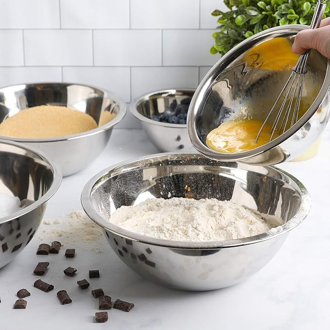 Stainless Steel 3/4 QT Mixing Bowl | Home & Commercial Quality | Flat Bottom | Cooking, Baking, Meal Prep [1PK]