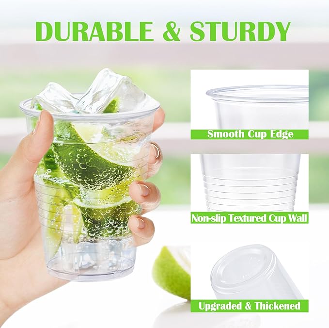 500 Pack 7 oz Plastic Cups, Disposable Drinking Cups, Water Cups Plastic Clear Cups for Party, Wedding, Graduation, Travel, Holiday, Events, Birthday,Cold,Hot