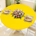 Round Spandex Tablecloth, Elastic Fitted Waterproof Tablecloths for 42"-50" Tables, Stretch Washable Picnic Table Cover for Camping, Dining, Indoor and Outdoor, Yellow
