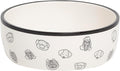 Pearhead Ceramic Dog Faces Dog Bowl, Holds 2 Cups, Stoneware Food and Water Dish for Dogs up to 20 lbs, Heavy Non-Slip Base, Small/Medium