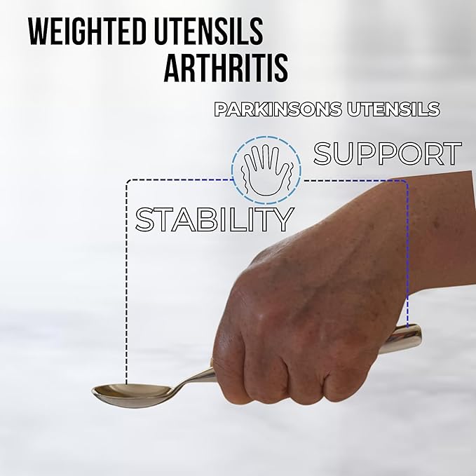 Weighted silverware for hand tremors for Parkinsons, Arthritis | Heavy utensils for tremors | Weighted eating utensils | Gifts for parkinsons & Artritis.