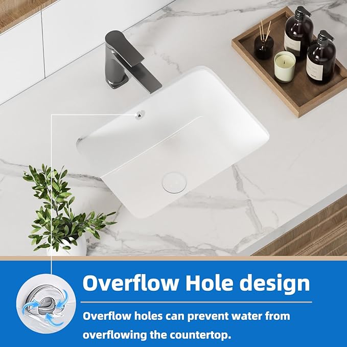 16 Inch Bathroom Vanity SinSmall Undermount Bathroom Sinks Rectangular White Porcelain Vessel Sink Cabinet 15.75" x 11.82" Ceramic Wash Basin Sink With Overflow Tiny Lavamanos Para Baños KINGWONG