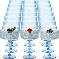 24 Pcs Ribbed Martini Glasses 10 oz Disposable Plastic Vintage Ribbed Coupe Glasses Unbreakable Dessert Parfait Glassware for Wedding Birthday Party Supplies (Blue)