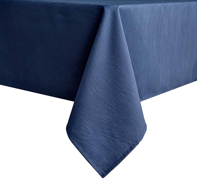 maxmill Jacquard Tablecloth Swirl Design Water Resistance Antiwrinkle Heavy Weight Soft Table Cloth for Buffet Banquet Parties Event Holiday Dinner Square 60 x 60 Inch Navy Blue