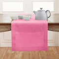 Solino Home Linen Flamingo Pink Table Runner 132 Inches Long - 100% Pure Linen Extra Long Table Runner 14 x 132 Inch for Valentines, Spring, Easter - Classic Hemstitch