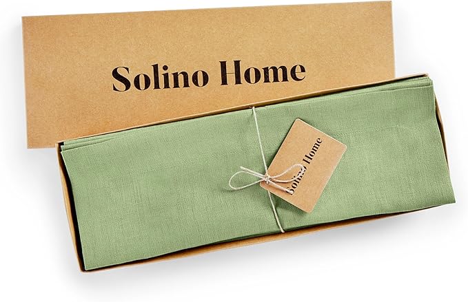 Solino Home Linen Placemats Set of 4 - Laurel Green Placemats 14 x 19 Inch - 100% Pure Linen Table Place Mats for Spring, Easter, St Patricks Day - Fete