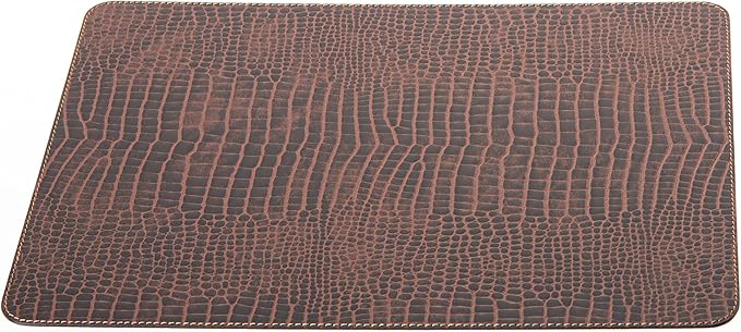 Nikalaz Set of 4 Placemats and 4 Coasters Made of Recycled Leather (18''x13'', Crocodile Embossing)