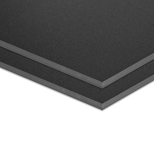 ABS Plastic Sheet 8" x 12" x 1/4" Thick (6mm) Black Rigid Moldable Thermoplastic Board for Crafts, DIY Projects, Home Decor - Textured & Smooth Surface, Pack of 2