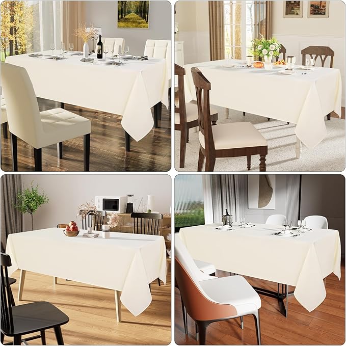 Smiry 4 Pack Rectangle Table Cloth, Waterproof Anti-Scratch Polyester Tablecloth, Decorative Washable Fabric Table Cover for Dining, Buffet, Parties and Outdoor, 60x120, Beige