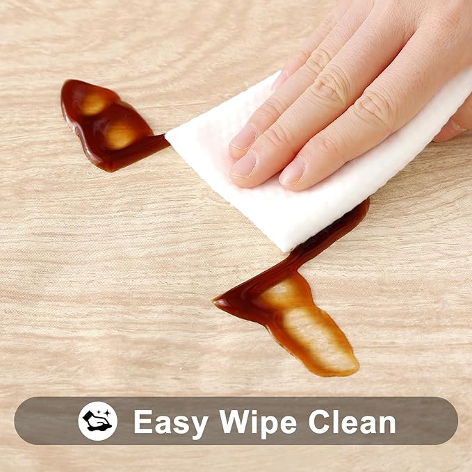 Smiry Rectangle Table Cloth Cover, Waterproof Elastic Fitted Picnic Tablecloth for 6 Foot Tables, Wipeable Flannel Backed Vinyl Tablecloths for Camping, Dining, Outdoor (Beige Wood, 30" x 72")