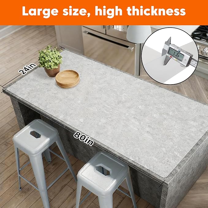 Extra Large Silicone Mats for Kitchen Counter,24"x80"Heat Resistant Mat for Kitchen Island,Table Protector for Dining Room Table,New Skin-Friendly Material Workbench Mat,Freely Cuttable,Translucent