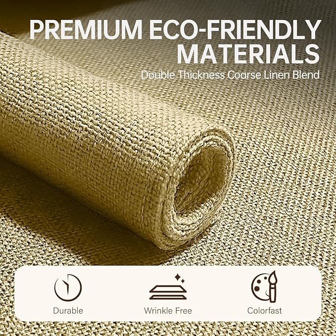 Blue Forest Placemats Set of 8, Dual-Layered Thickened Faux Linen Table Mats Heat Resistant Machine Washable Wrinkle Free Place Mats for Kitchen Dining Outdoor/Indoor (Beige)