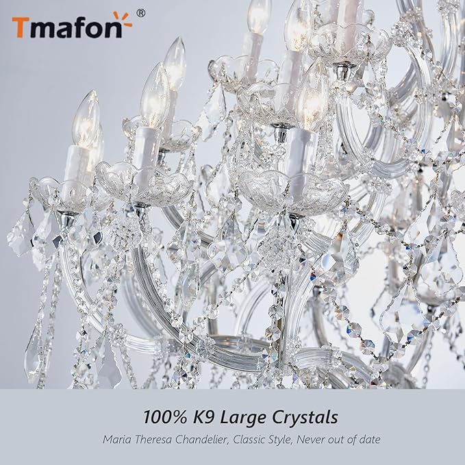 Large Modern Chandelier Light Fixtures - 36 Lights, 4 Layers Chrome Crystal Chandeliers for Hotel, Lobby, Foyer, Entrance Hall, Staircase