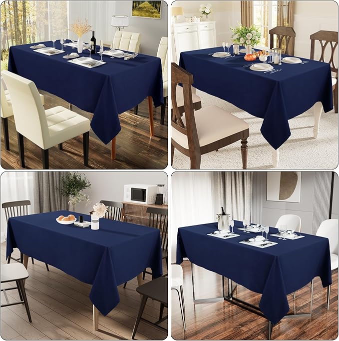 Smiry Rectangle Table Cloth, Waterproof Anti-Scratch Polyester Tablecloth, Decorative Washable Fabric Table Cover for Dining, Buffet, Parties and Outdoor, 54x108, Navy