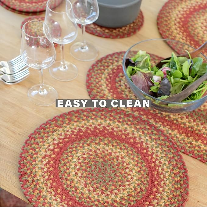 Homespice Cider Barn Long Table Runner - 11"x36", Rectangle, Red - Handcrafted with Jute - Rich Colors, Easy to Clean, Durable and Protects Furniture