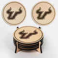 LazerEdge South Florida Bulls Wooden Coaster Set - Maple Wood - Officially Licensed Product - 4-Pack