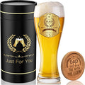 Beer Glasses Gifts for Dad, Personalized Beer Glass Ware Set for Birthday, Father's Day, Christmas, New Year, and Thanksgiving Gift, Package with Drinking Glass, Coaster, and Card for Man