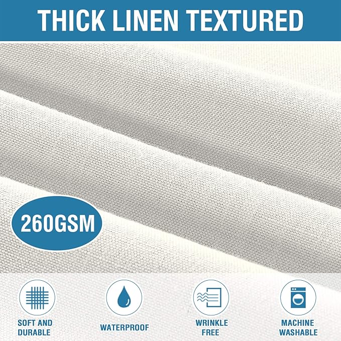 H.VERSAILTEX Linen Textured Table Cloths Round 70 Inch Premium Solid Tablecloth Spill-Proof Waterproof Table Cover for Dining Buffet Feature Extra Soft and Thick Fabric Wrinkle Free, Ivory