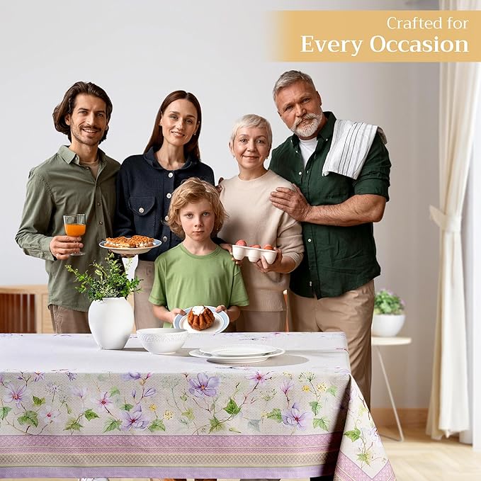 Maison d' Hermine Table Cloth Rectangle Table 100% Cotton 70 x 90 Inches Tablecloth Reusable Decorative for Dining Room Farmhouse Home Valentines Day Decorations Spring Summer - Magnolia Mornings