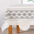 MYSKY HOME 60x102 Boho Rectangle Tablecloth Linen Farmhouse Tablecloth Waterproof Decorative Fabric Table Cloth for Kitchen Dining Bohemian Tablecloth for 6 Feet Table,Grey