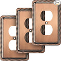 Henne Bery Rope Edge Decorative Wall Plate Switch Plate Outlet Cover (Single Duplex, 3 Pack, Antique Copper)