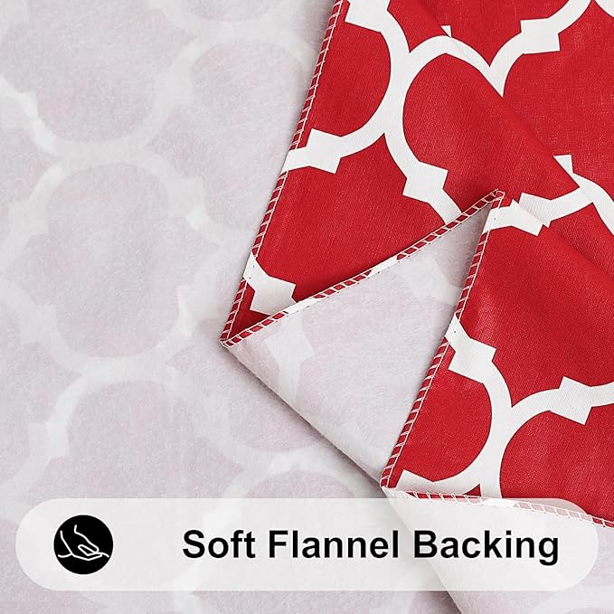Smiry Square Table Cloth, Waterproof Vinyl Tablecloth with Flannel Backing for Square Tables, Wipeable Spillproof Plastic Tablecloths for Dining, Camping, Indoor and Outdoor (54"x54", Red)