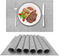 DACHUI Placemats Set of 8, Linen Look Woven Place Mats, Water Resistant, Heat Resistant, Washable, Durable Table Mats (Smoky Grey)