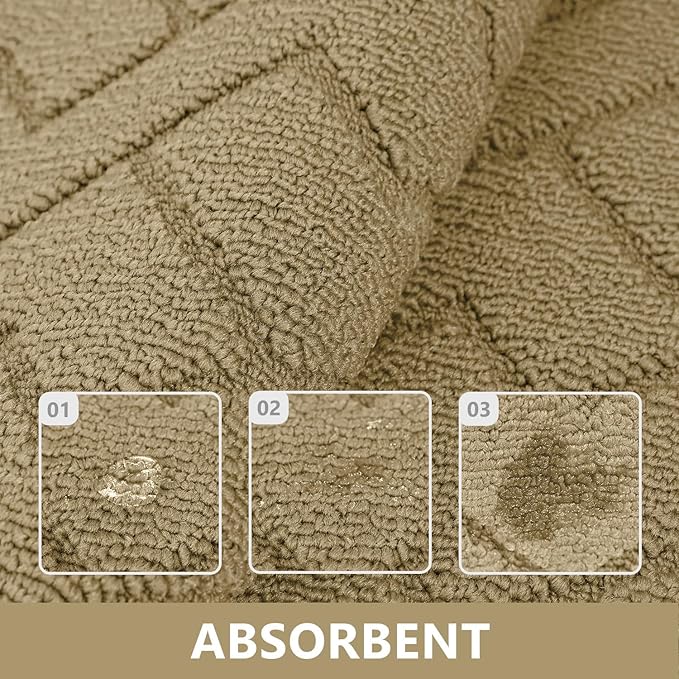 hicorfe Kitchen Rugs and Mats Sets,2 Pieces Super Absorbent Polypropylene Non-Slip Rug,Soft Comfort Floor Mat,Machine Wash for Kitchen,Hallway,Office,Sink,Laundry(20" x 32"+20" x 48",Brown)