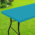 Smiry Rectangle Picnic Table Cloth, Waterproof Elastic Fitted Tablecloths for 8 Foot Tables, Washable Polyester Table Cover for Camping, Indoor and Outdoor (Teal, 36"x96")