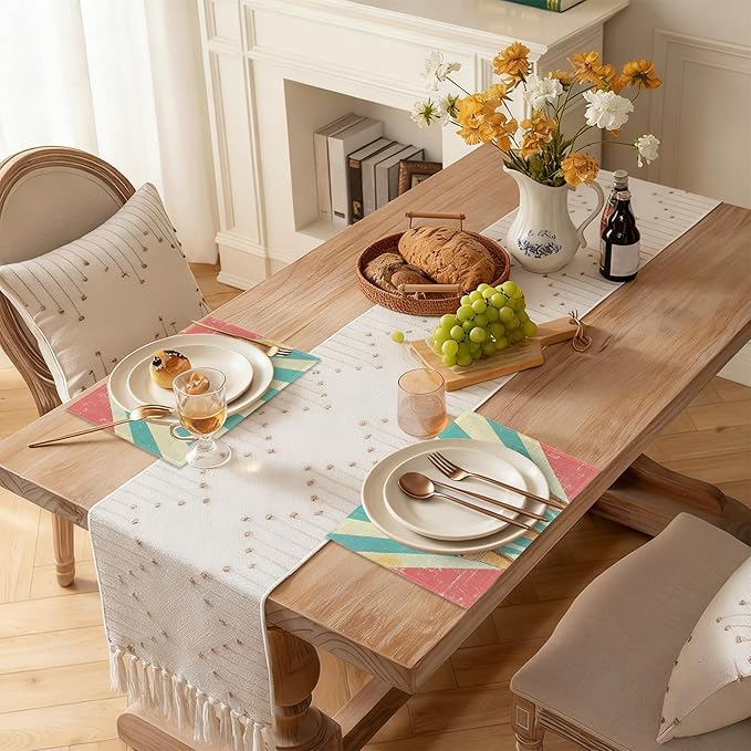 Vintage Ice Cream 12x18 Inch Placemats Set of 6 - Waterproof, Non-Slip & Washable Table Mats for Kitchen & Dining Table Placemats