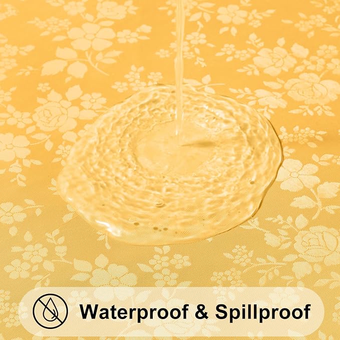 Smiry Rectangle Table Cloth, Waterproof Heavy Duty Vinyl Tablecloths, Wipeable Washable Table Cover for Kitchen and Dining Room (Mustard Yellow, 60" X 84")
