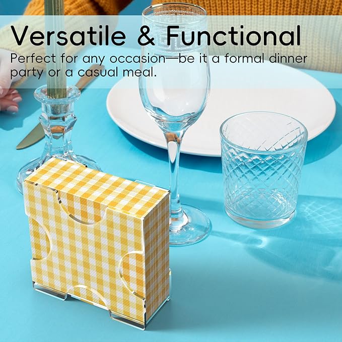 Acrylic Napkin Holder for Table, Crystal Clear, 5.8''W X 2.3''D X 5.8''H, Modern Standing Napkin Dispenser for Kitchen Dining, Restaurant, Home Decor, Outdoor Use, Bar Accessories