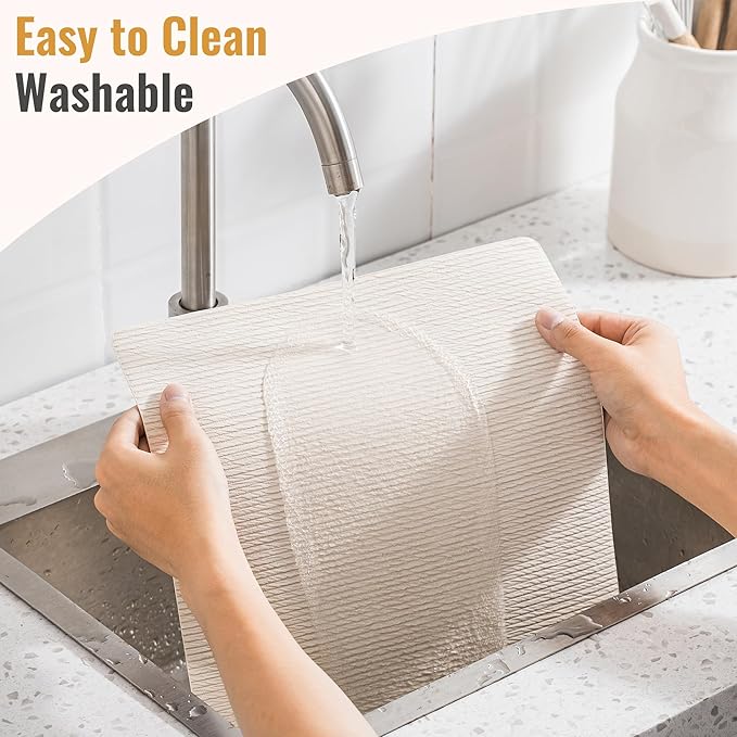 Jovono Faux Leather Placemats Set of 6, Waterproof Washable Table Mats, Easy-Clean Heat Resistant Kitchen Vinyl Place Mat for Dining Table, Restaurant, Indoor, 17.8"x11.8", Ivory