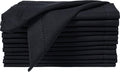 Bedding Craft Cloth Dinner Napkins Set of 12 – 18x18 Jet Black Linen-Look Hemstitched – Reusable Machine Washable Fabric Napkins for Weddings, Events & Everyday Dining