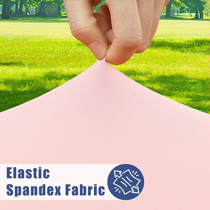 Spandex 8 Foot Rectangle Table Cloth 2 Pack, Elastic Fitted Tablecloths for Picnic, Stretch Washable Patio Table Cover for Outdoor, Camping, Banquet and Parties (Pink, 30"x96")