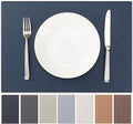 Faux Leather Placemats Set of 8 Vinyl Washable Wipeable Table Mats for Kitchen Dining Table Heat Resistant Waterproof Modern Indoor/Outdoor Placemats Non-Slip Easy Clean Place Mats (Navy Blue)