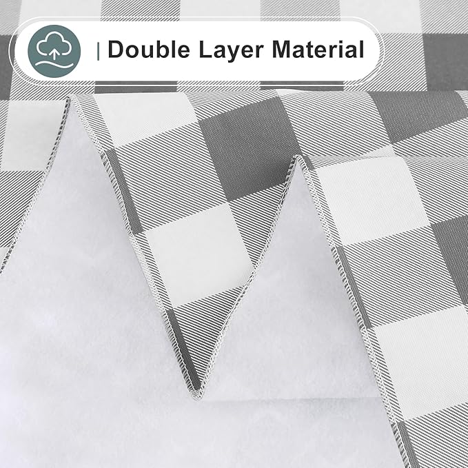 misaya Rectangle Waterproof Vinyl Table Cloth, Buffalo Flannel Backed Tablecloth, Wipeable Plastic Table Cover for Dinner, Kitchen, Outdoor (60" x 102", Grey and White)