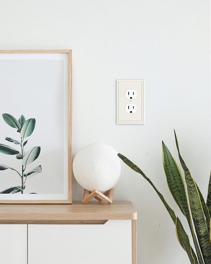2-Pack Duplex Outlet Cover, Durable Solid Zinc Alloy Decorative Switch Plates and Outlet Covers, Light Almond Wall Plates for Electrical Outlets, 1 Gang Receptacle Cover, Corrosion Resistant