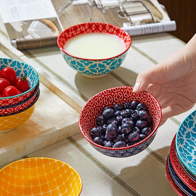 DOWAN 10 oz Small Bowls Set of 6 - Ceramic Ice Cream Bowls, Small Dessert Bowls for Cereal, Snacks, Dipping Bowl for Kirchen, Decorative Bowls, Dishware and Microwave Safe, Portion Control Bowl