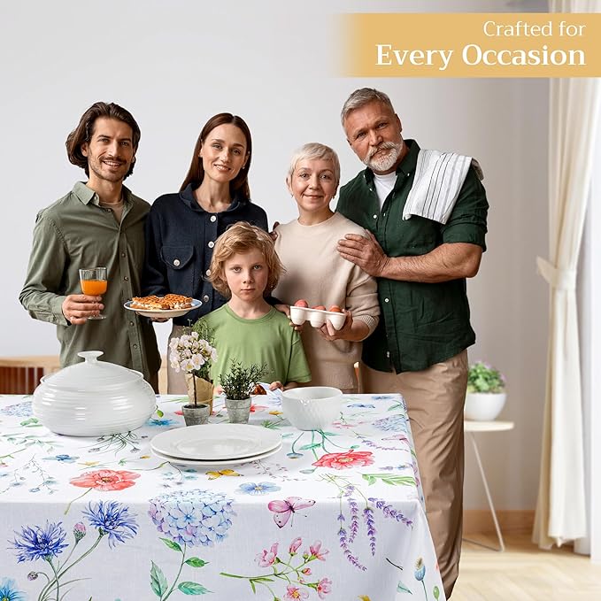 Maison d' Hermine Table Cloth Rectangle Table 100% Cotton 54 x 72 Inches Tablecloth Reusable Decorative for Dining Room Farmhouse Home Valentines Day Decorations Spring Summer - Just Floral